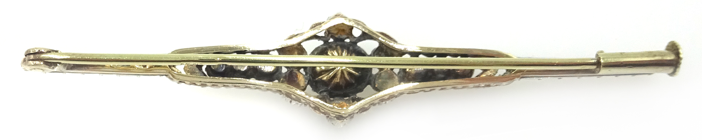 Early 20th century Dutch rose cut diamond 14ct brooch hallmarked 6cm Condition Report - Image 3 of 3