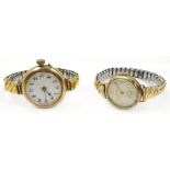 Avia 9ct gold wristwatch and an early 20th century 9ct rose gold wristwatch both hallmarked and on