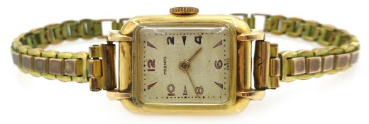 18ct gold early 20th century Pronto wristwatch hallmarked on plated braclet Condition