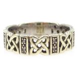 9ct white gold diamond set Celtic ring,