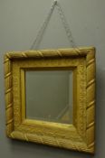 Early 20th century wall mirror, bevelled square plate in rope twist giltwood frame, H43cm,