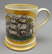 Victorian Sunderland Lustre Frog mug printed with ships portrait of a Hull Whaling Ship & inscribed