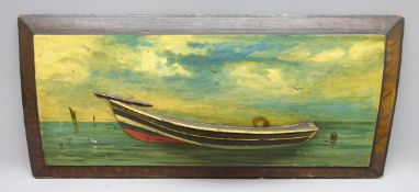 Late 19th century half block model of the Coble 'Henrietta' in a painted seascape within scumbled