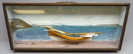 Early 20th century half block Diorama of the double ended Coble 'Nora Evelyn' on the beach,