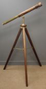 WW1 leather covered brass two-draw Military Telescope, engraved TEL.