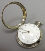 George lll silver pair cased Pocket watch, case engraved Phillips 1816, verge movement engraved Edw.