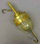 Ship's brass Anchor light, domed clear part caged shade, stamped A? & C Ltd. 1941, Patt.