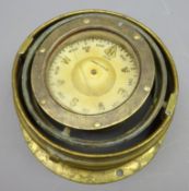 20th century brass Ship's Binnacle, gimbal set with a Sestrel Compass No.