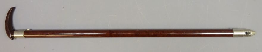 Early 20th century Bakelite walking stick with shaped handle and torch attachment ferrule, Reg No.