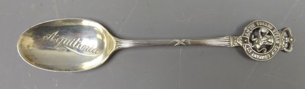Cunard Steam Ship Company Ltd. silver spoon, the bowl engraved Aquitania, by Elkington & Co.