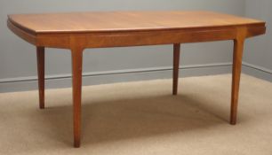 Vanson teak extending dining table, four tapering supports, 213cm x 92cm,