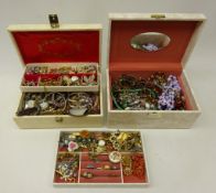 Collection of costume jewellery and watches in two boxes