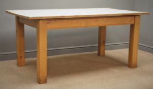 Large rectangular pine table, square supports, 170cm x 92cm,