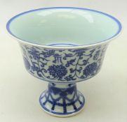 Chinese blue and white footed altar style cup, with Qianlong style mark,