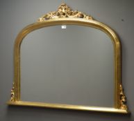 Victorian style gilt framed overmantel mirror, W119cm,