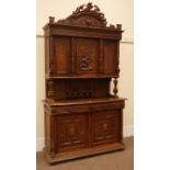 Early 20th century continental carved oak buffet cabinet,