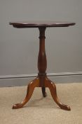 Early 20th century mahogany wine table, turned column, three splayed supports, Diameter - 53cm,
