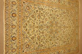 Kashan light green ground, central medallion, floral and foliate field, repeating border,