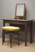Early 20th century rectangular oak table with canted corners, square tapering supports, (W95cm,
