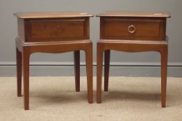 Pair Stag mahogany bedside stands, single drawer, square tapering feet, W45cm, H57cm,