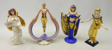 Four Franklin Mint Art Deco style figures - 'Power', 'Selket',