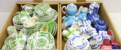 Coalport part tea service decorated with green dragon pattern,