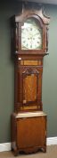 19th century mahogany crossbanded oak longcase clock,