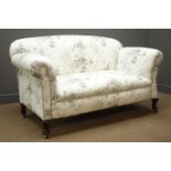 Edwardian two seater drop end sofa, upholstered in 'Constance' by Porter & Stone on cabriole legs,