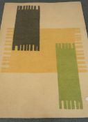 Indian hand knotted beige ground rug, geometric patterns,