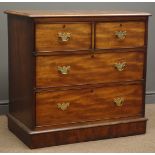 Early 20th century mahogany chest, two short and three long drawers, plinth base, W93cm, H89cm,