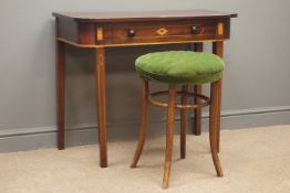 Early 20th century inlaid mahogany side table with square tapering legs, (W91cm, H75cm, D45cm),