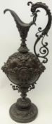 Bronze neo-classical style ewer decorated in relief with lion masks,