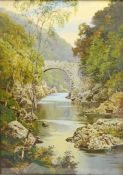 Arch Stone Bridge, oil on canvas signed by George Melvin Rennie (Scottish 1874-1953)