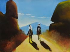 'Riders in the Rockies', oil on canvas by Colin Jellicoe (1942-2018) signed and dated 2013, 30.