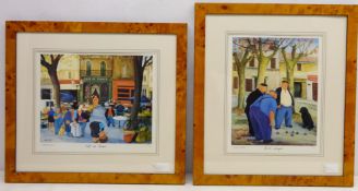 'Boules Players' and 'Cafe de France', two limited edition colour prints No.
