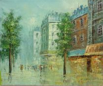 French Street Scene, 20th century oil on canvas signed P.G.