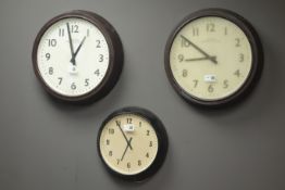 Five early 20th century circular Bakelite cased slave clocks