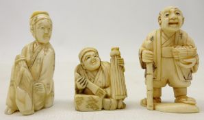 Three Japanese Meiji Period Ivory Netsukes,