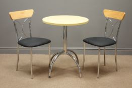 Circular Beech dining table with stainless steel supports, (D60cm,