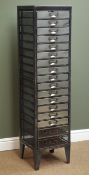 Industrial metal tall and narrow seventeen drawer filling/storage chest, mesh sides,