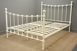 Serene Marseille 4'6" ivory gloss finish metal double bed, W140cm, H118cm,