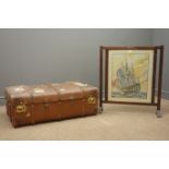 Early 20th century travelling trunk, hinged lid with clasps, (W92cm, H33cm,