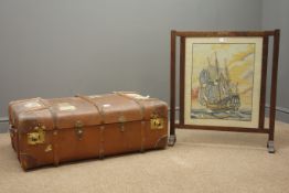 Early 20th century travelling trunk, hinged lid with clasps, (W92cm, H33cm,