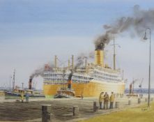 Orina (1959) - Steam Ship, 20th century watercolour signed by K Glen