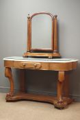 Victorian mahogany marble top washstand with single drawer on cabriole shaped supports joined by