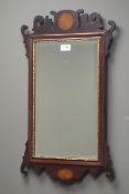 Edwardian mahogany Chippendale style bevel edged wall mirror, W41cm,