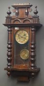 Early 20th century walnut cased Vienna style wall clock,