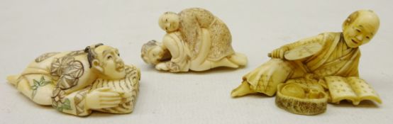 Two Japanese Meiji Period Ivory Netsukes,