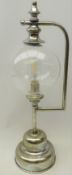 Battery operated silvered table lamp, H56cm,