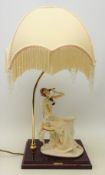 Giuseppe Armani Art Deco style table lamp in the form of a seated lady on the telephone with